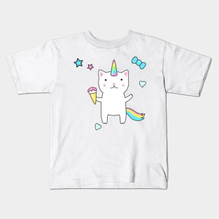 Caticorn Ice cream Unicorn girl Kids T-Shirt